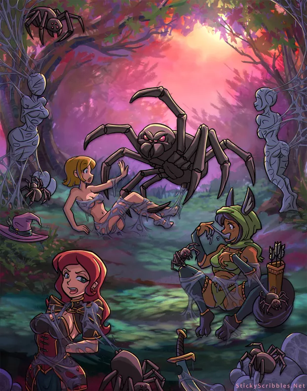 Adventurers Trio Spider Bondage [ StickyScribbles ]