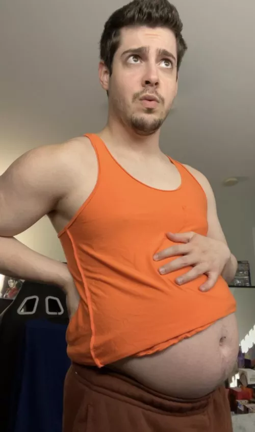 Eating so much that my belly overlaps my clothes