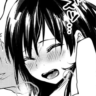 Lf Mono Source: 1girl, face, close up, blush, long hair, black hair, open mouth, sfx, hair between eyes, closed eyes, blank speech bubble, upper teeth only