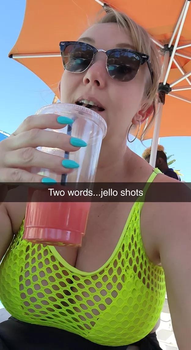 Looking huge in this fishnet bikini top [F49]