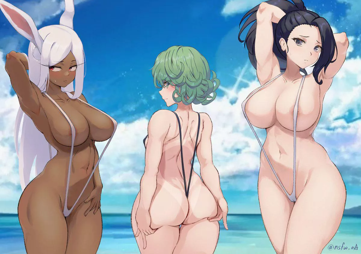 Mirko, Tatsumaki & Yaoyorozu Momo [My Hero Academia, One Punch Man] (NSFW_OA)