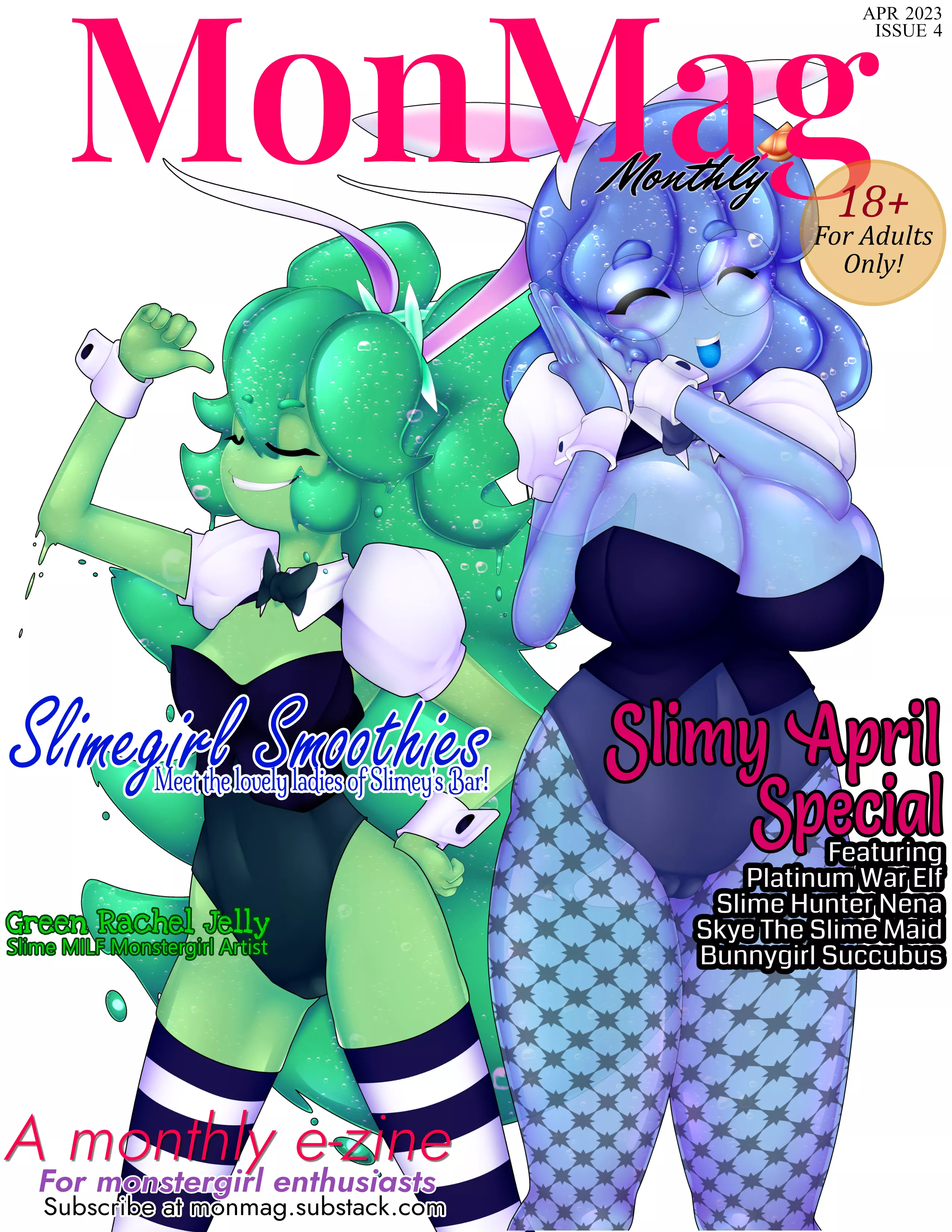 MonMag Issue #4: A (nude) interview with the bartenders of Slimegirl Smoothies! Read it at monmag.substack.com