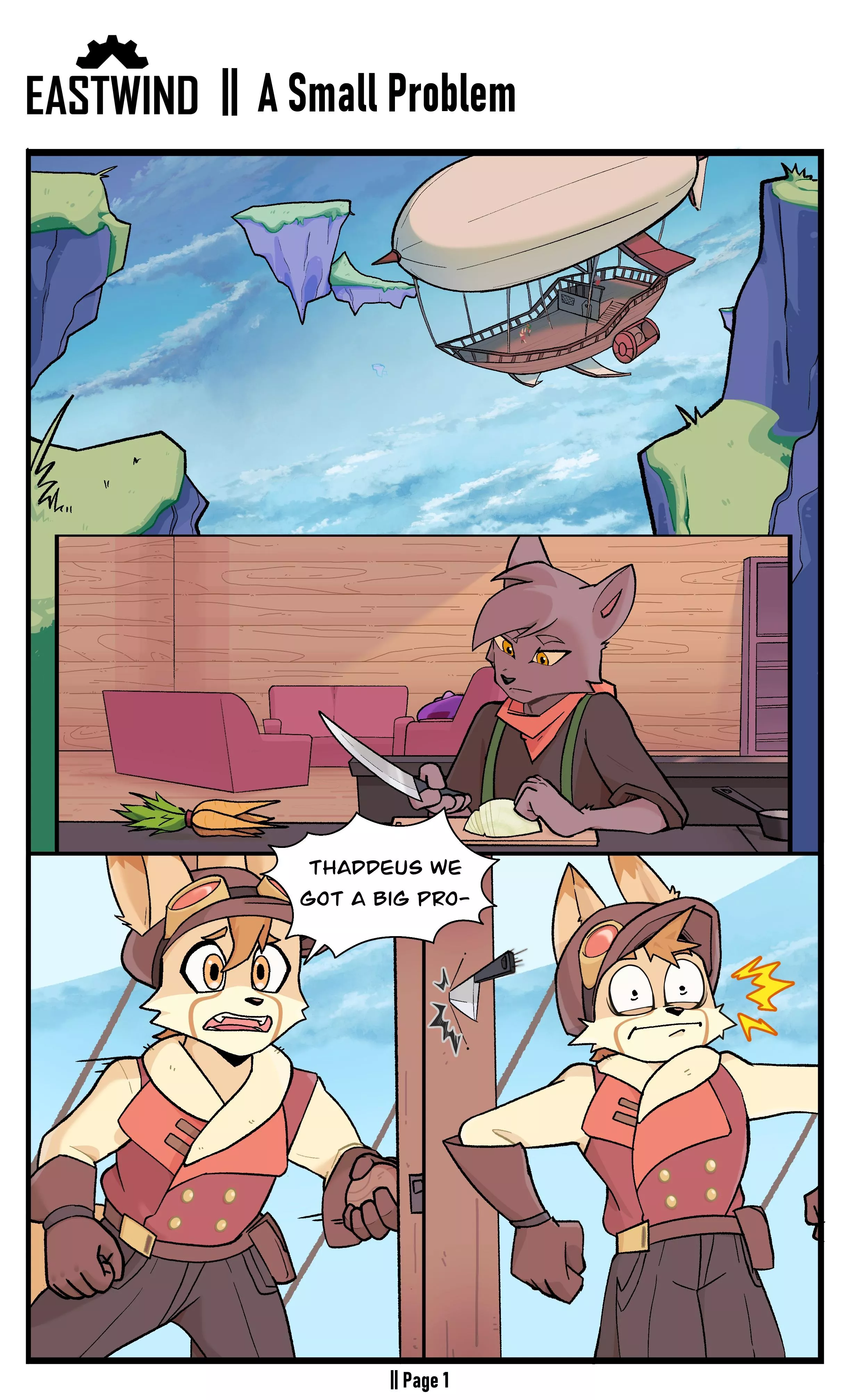 Page 1 of our comic for an upcoming furry game!