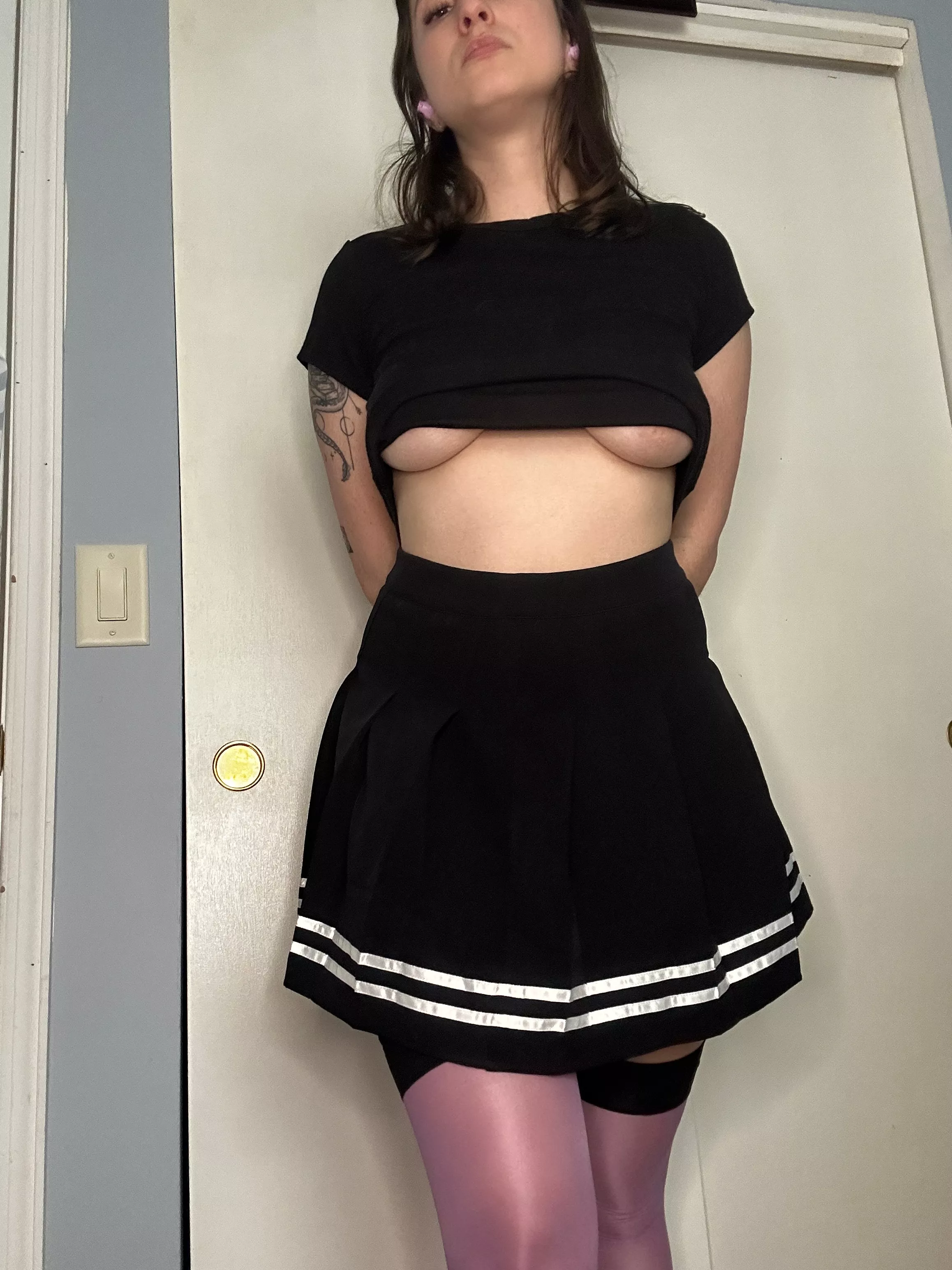 Slide your face under my shirt and suck on them