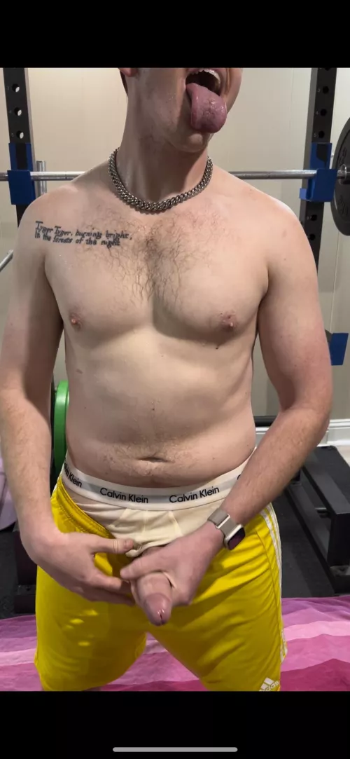 Working out drenched in piss