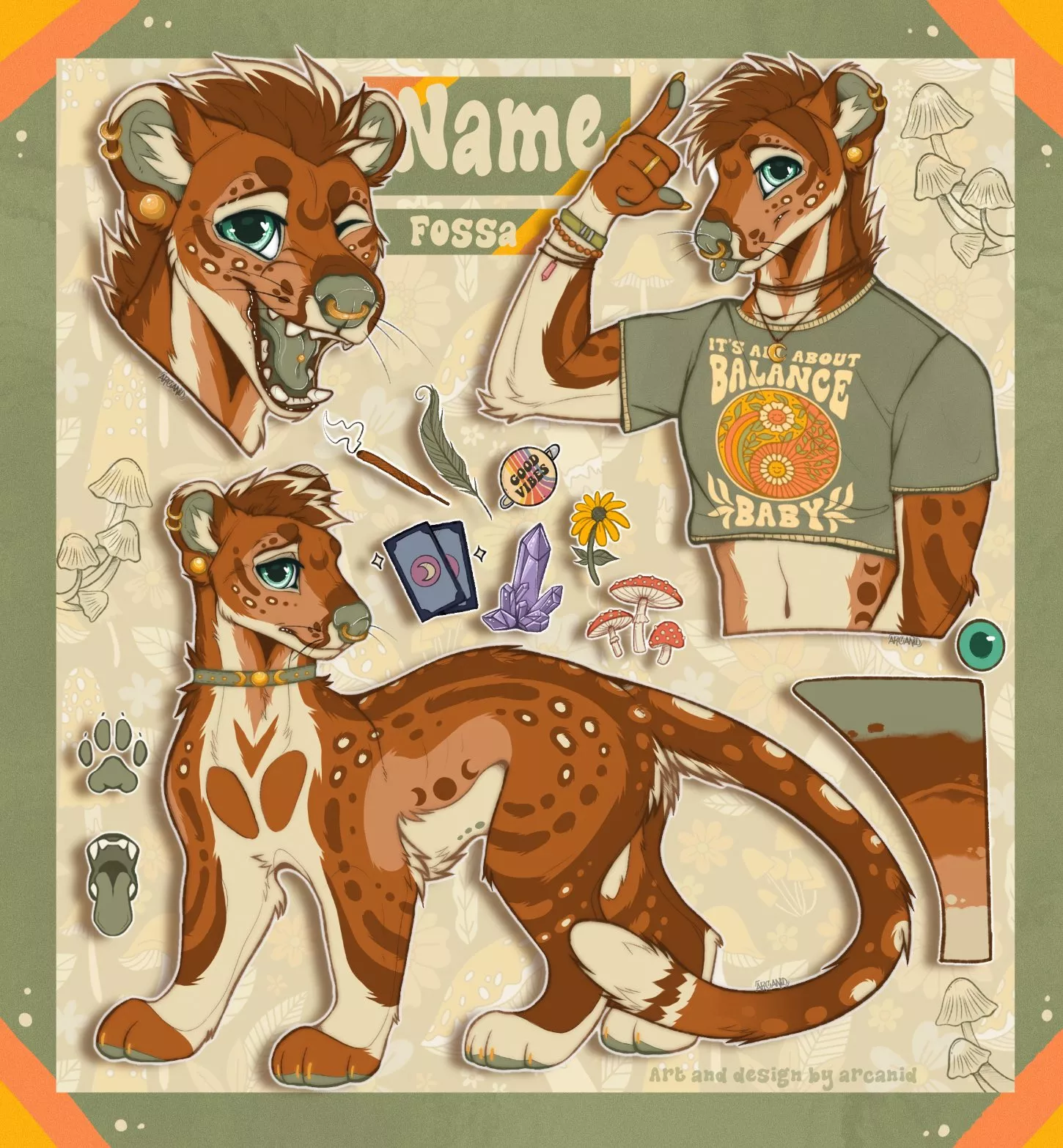 Would you be friends with this hippie good vibes Fossa? ✨ (Art by me @arcanid_ at IG)