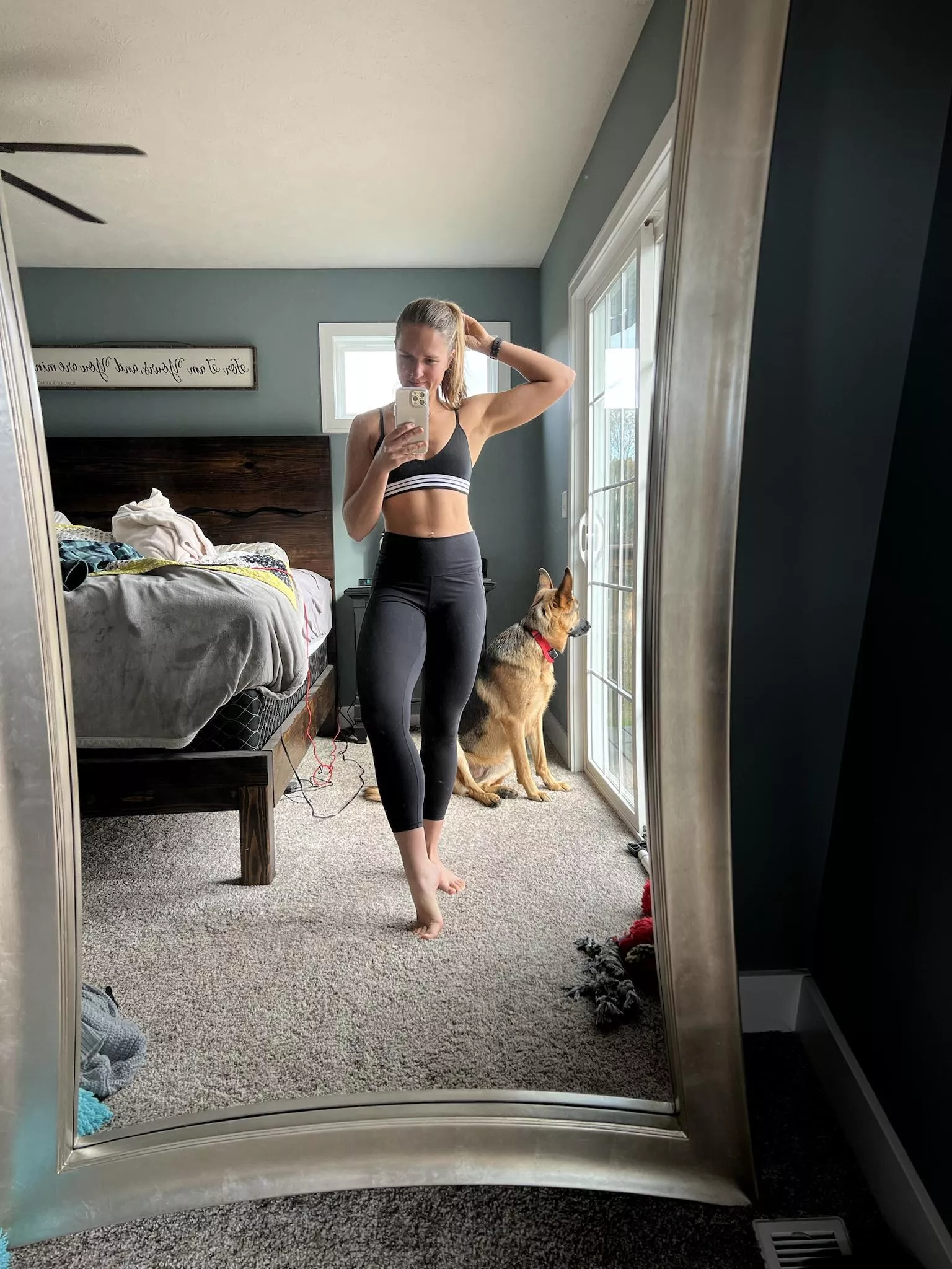 Black and white sports bra to match