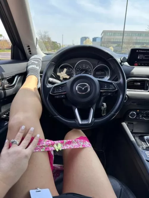 It's a beautiful day to take my break outside! Do you like my spring colored panties?