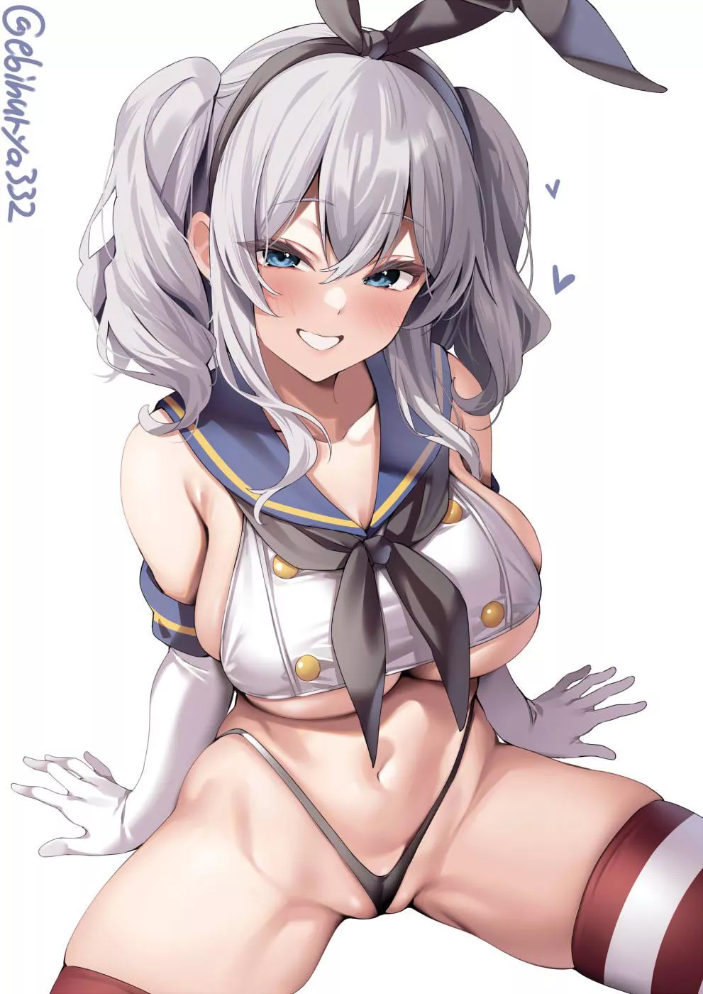 Kashima in a skirtless Shimakaze cosplay