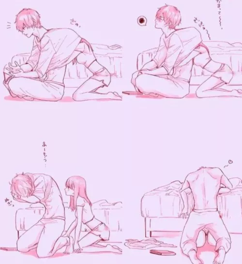 LF Mono Source: 1girl, 1boy, couple, undressing, sfx, shirtless, sitting, kneeling, frustrated, bedroom, heart, pink tint