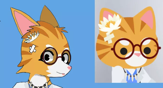 A rare smile from Caitlyn. Not sure what you did to earn such a kind expression on this grumpy old cat. (Art by me! Reference is from Super Animal Royale)