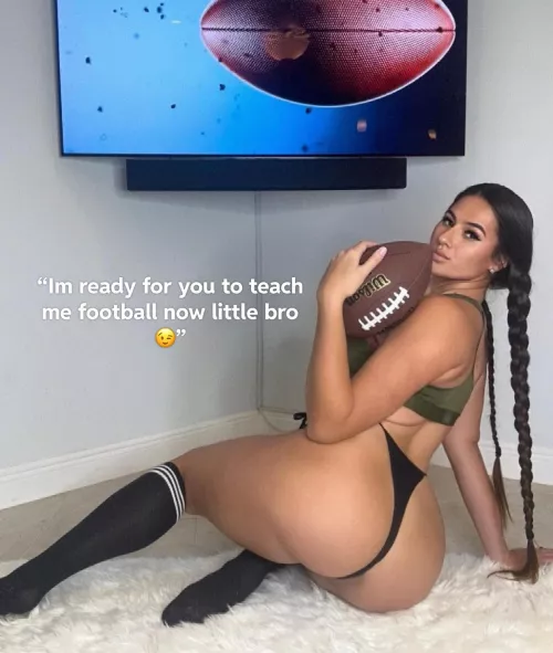 Big sis wants to learn football with me and my friends today 🥵