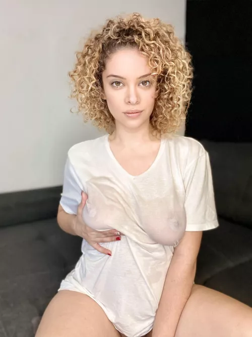 Curly blonde and wet