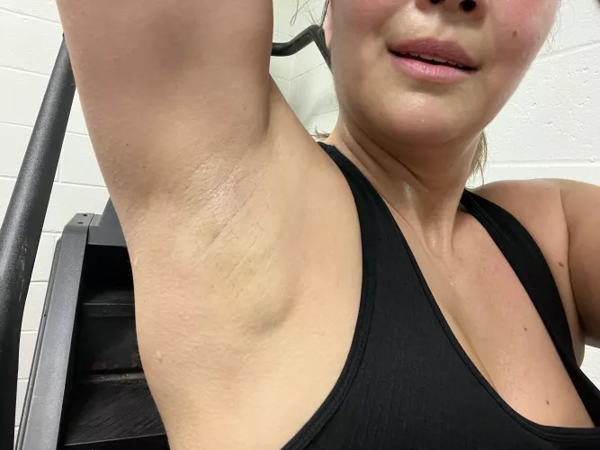 Dripping sweat after stair master but you don’t get to taste it [f]