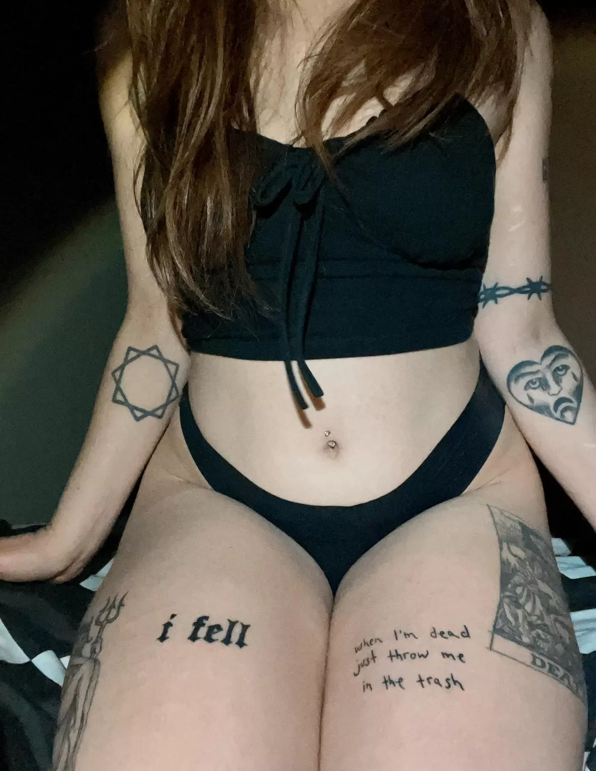 It’s a crop top on me because it never stays down, always rolls up. I don’t mind. I prefer my shirts cropped anyway.