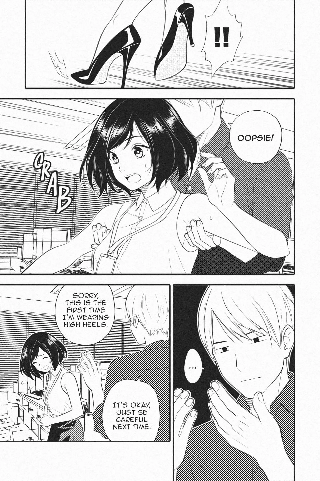 Lf mono source: 1girl, 1boy, heels, office, 