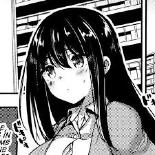 LF mono source: 1girl, black hair, long hair, hair between eyes, blushing