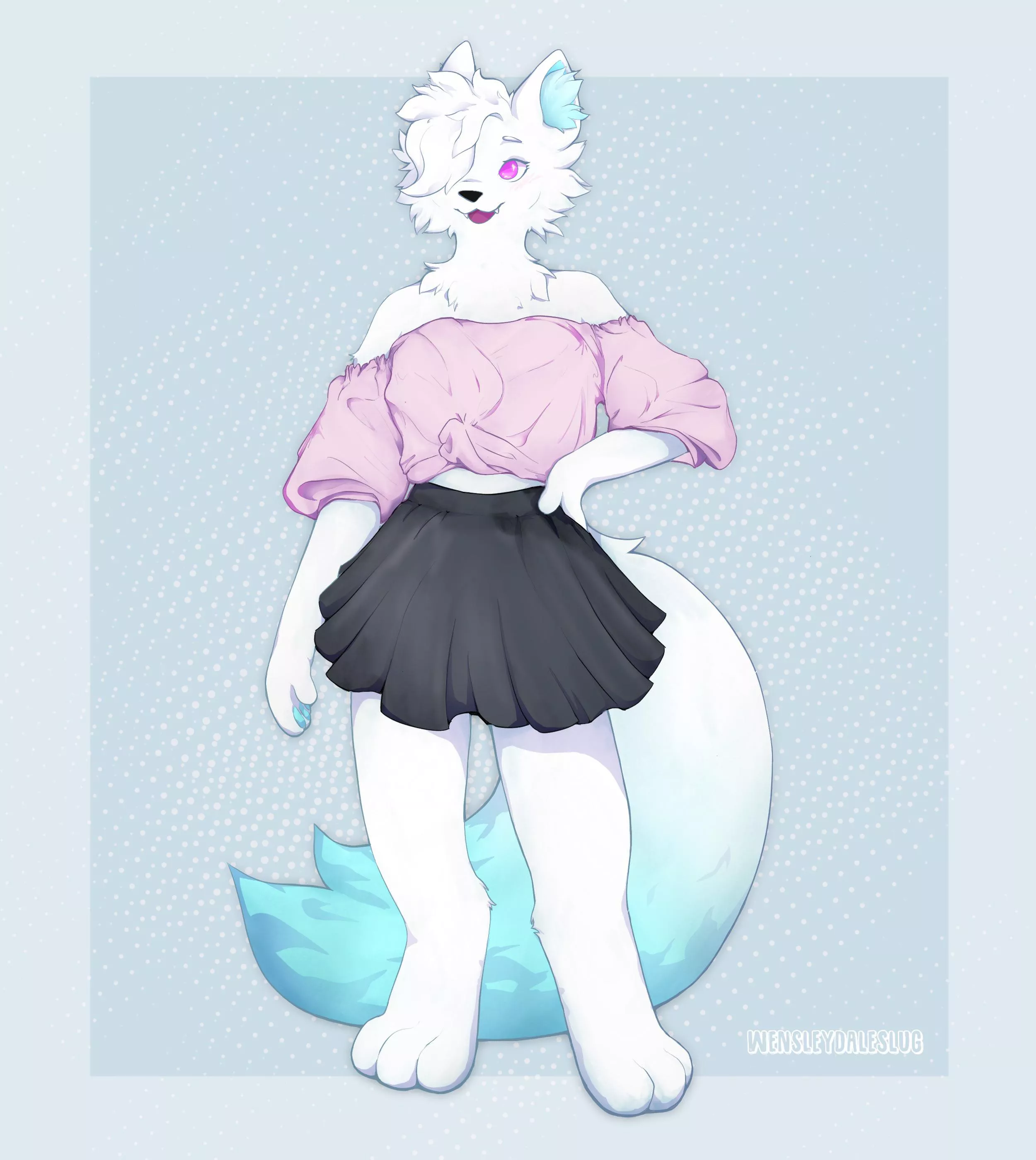 Rendered fullbody comm, I love how the hair fluff turned out! 💞