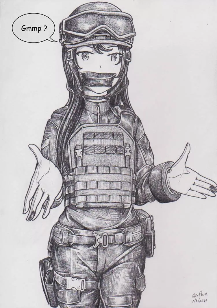 Anyone have art where the girl is gagged but not restrained? Picture related as an example, the artist is Grafhou on deviantart