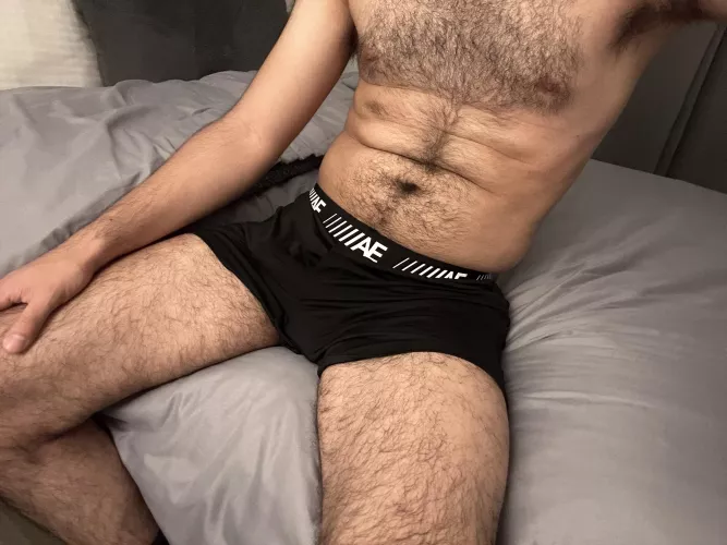 Comfy boxers showing off my hairy thighs