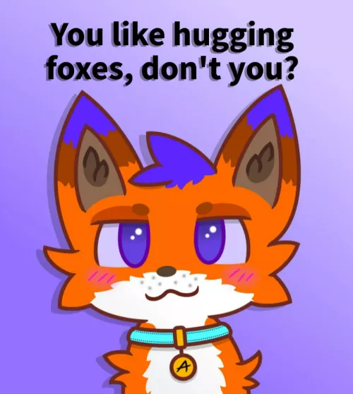 Fox Hugger (credit to u/KacpAire: artist & u/mrdoge9508: text)