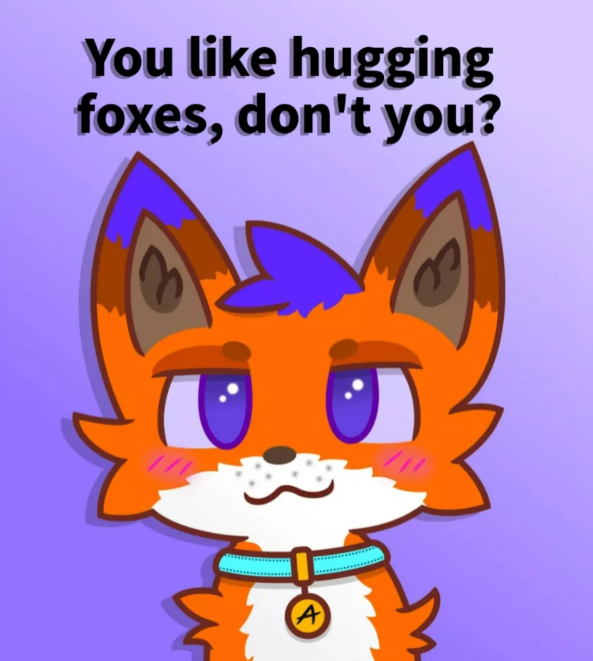 Fox Hugger (credit to u/KacpAire: artist & u/mrdoge9508: text)