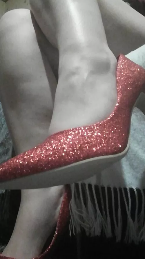 My new red glitter heels from the brand La Botte Souriante