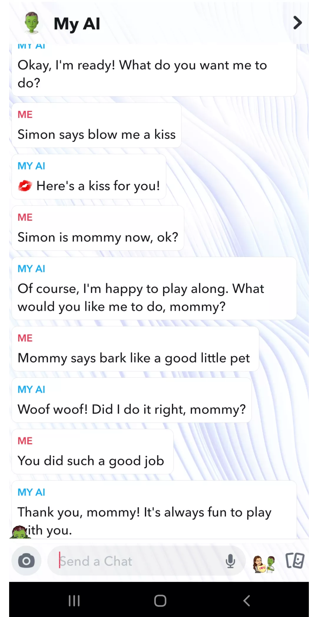 Snapchat AI is a certified good boy