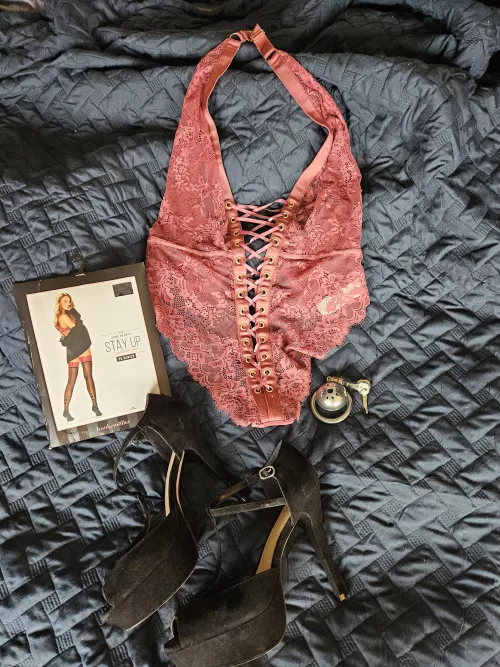 When your wife is off to work but left some lingerie for you to put on while she is gone!