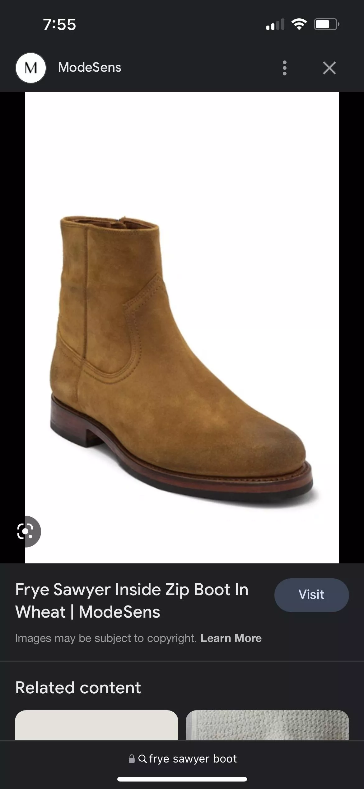 Where do I find a pair of Frye sawyer boots in this wheat color? They’re sold out everywhere