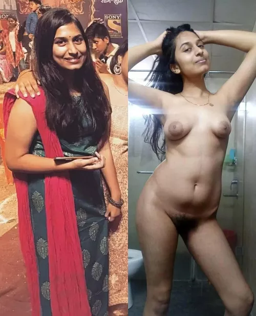 Desi girl dressed vs full nude🔥
