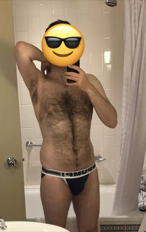 I feel like I’m living out of hotel rooms at the moment. Happily, today is for pleasure not business. I’ve a wedding this afternoon (not mine.) I’ll change out of the jock into something more conservative.