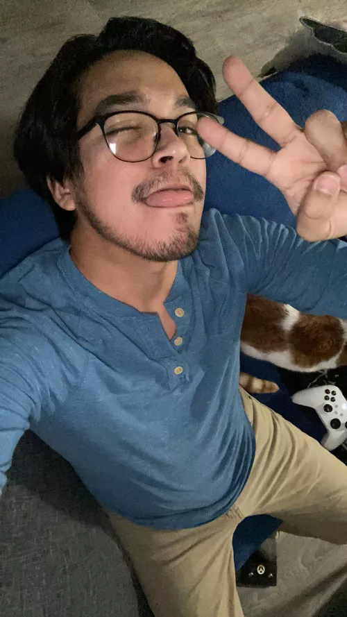 I kiss my somewhat longish hair