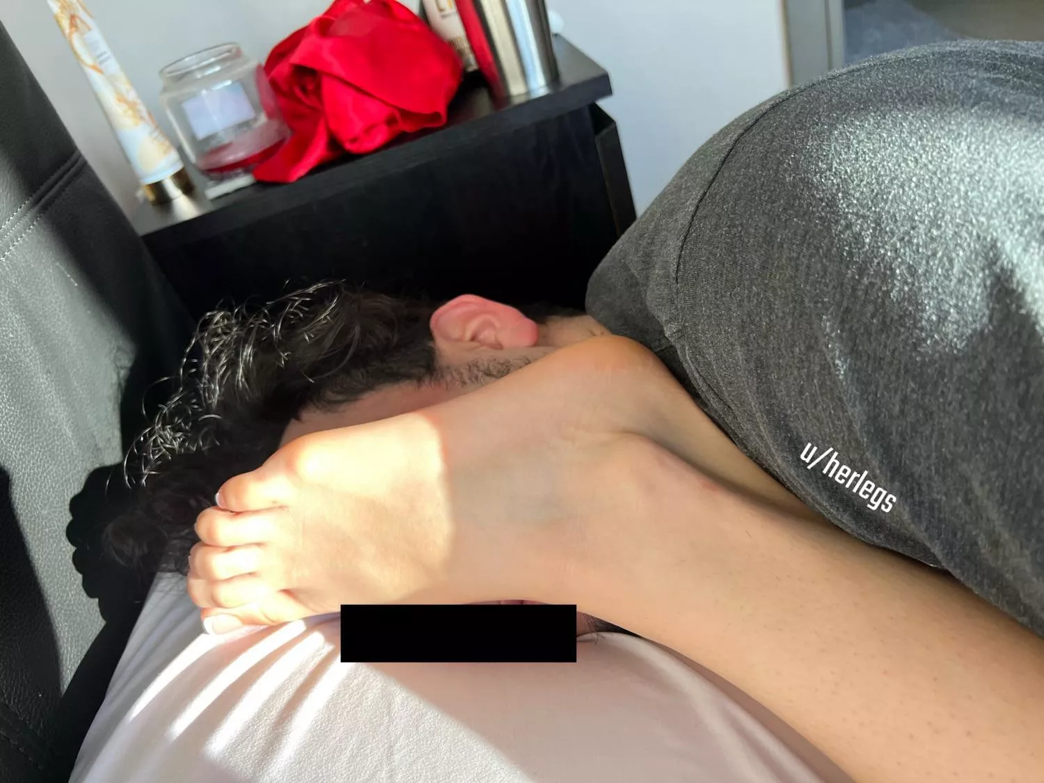 I was bugging him all morning cause I needed my feet worshiped but he wanted to sleep lol