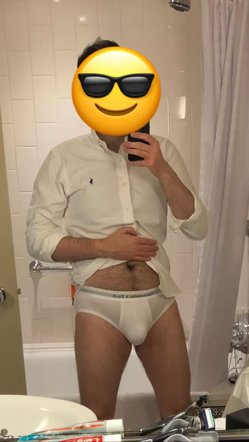 I’ve changed out of the jock and into some white briefs (42)