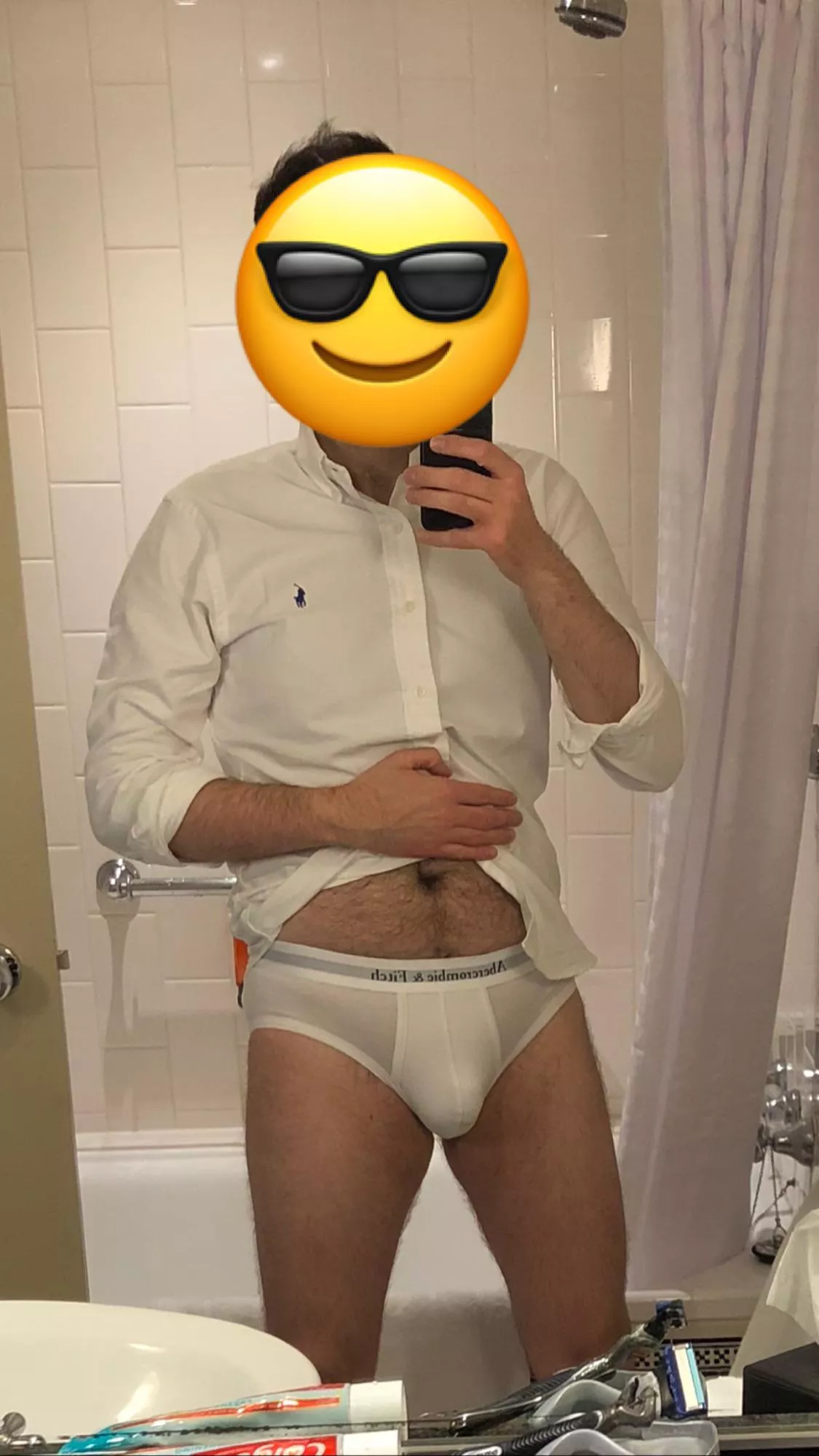I’ve changed out of the jock and into some white briefs (42)