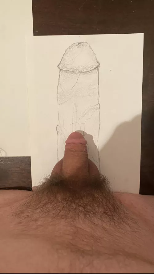 My girlfriend made me draw a picture of her ex’s dick so she could compare us. Quite the difference…