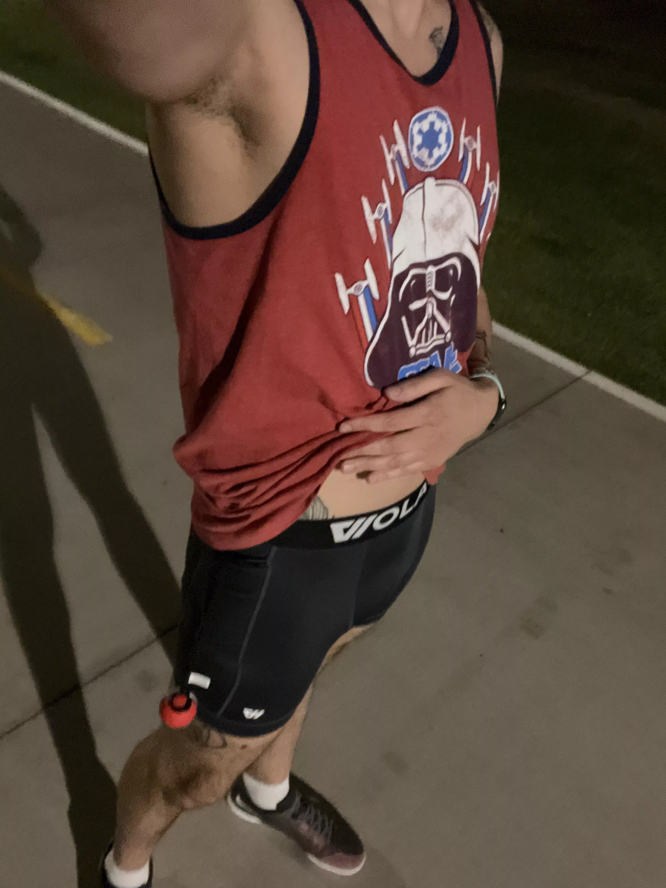 Walking around a park in just this. Compression shorts. Bored. Could use some dares/ideas.