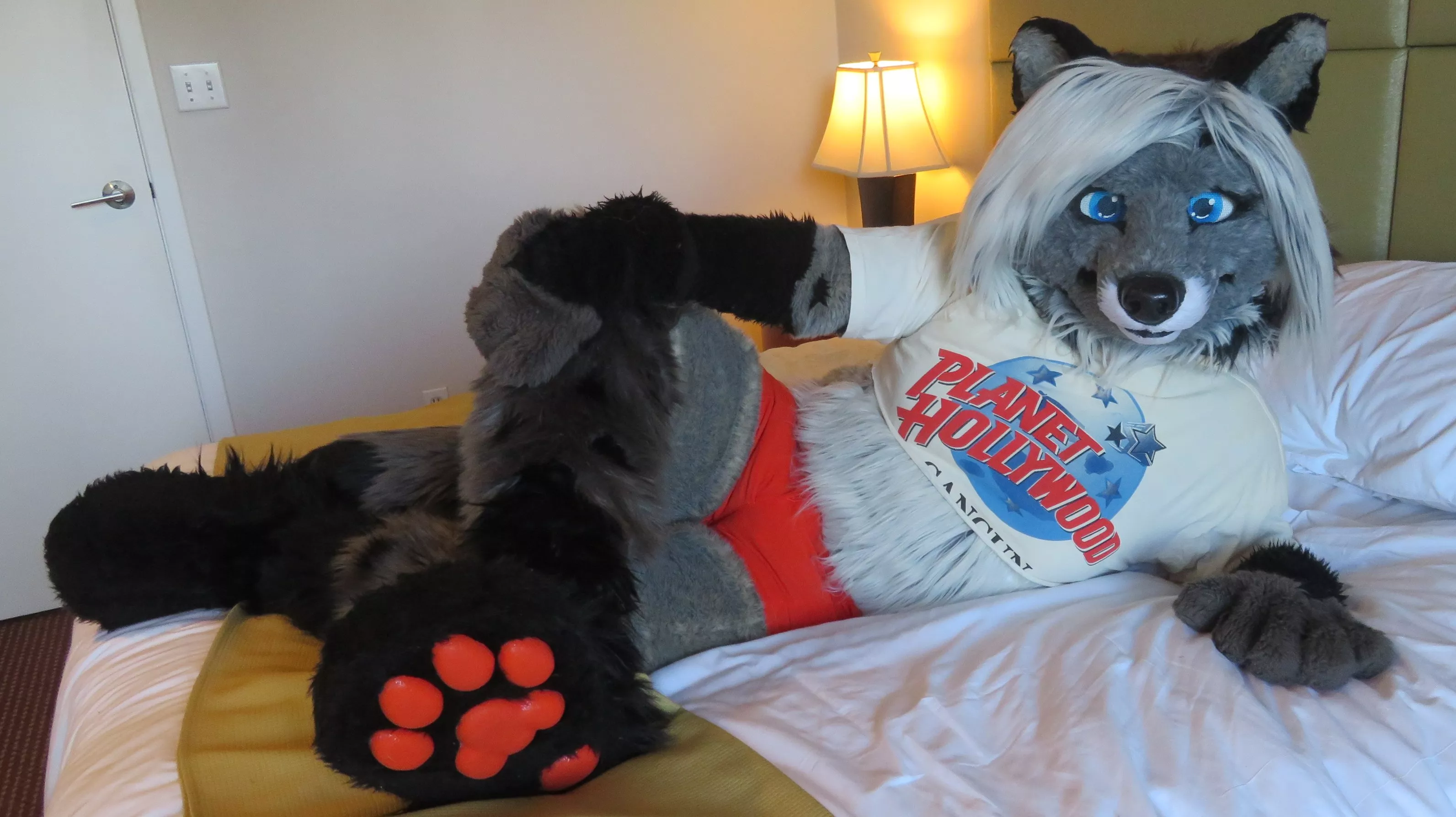 Who wants to cuddle on #fursuitfriday? (photo is me @CassidyTheCivet on twitter! 🧡)