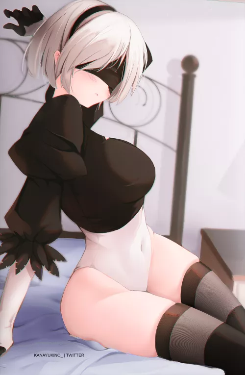 2B awaits on the bed (kana yukino)