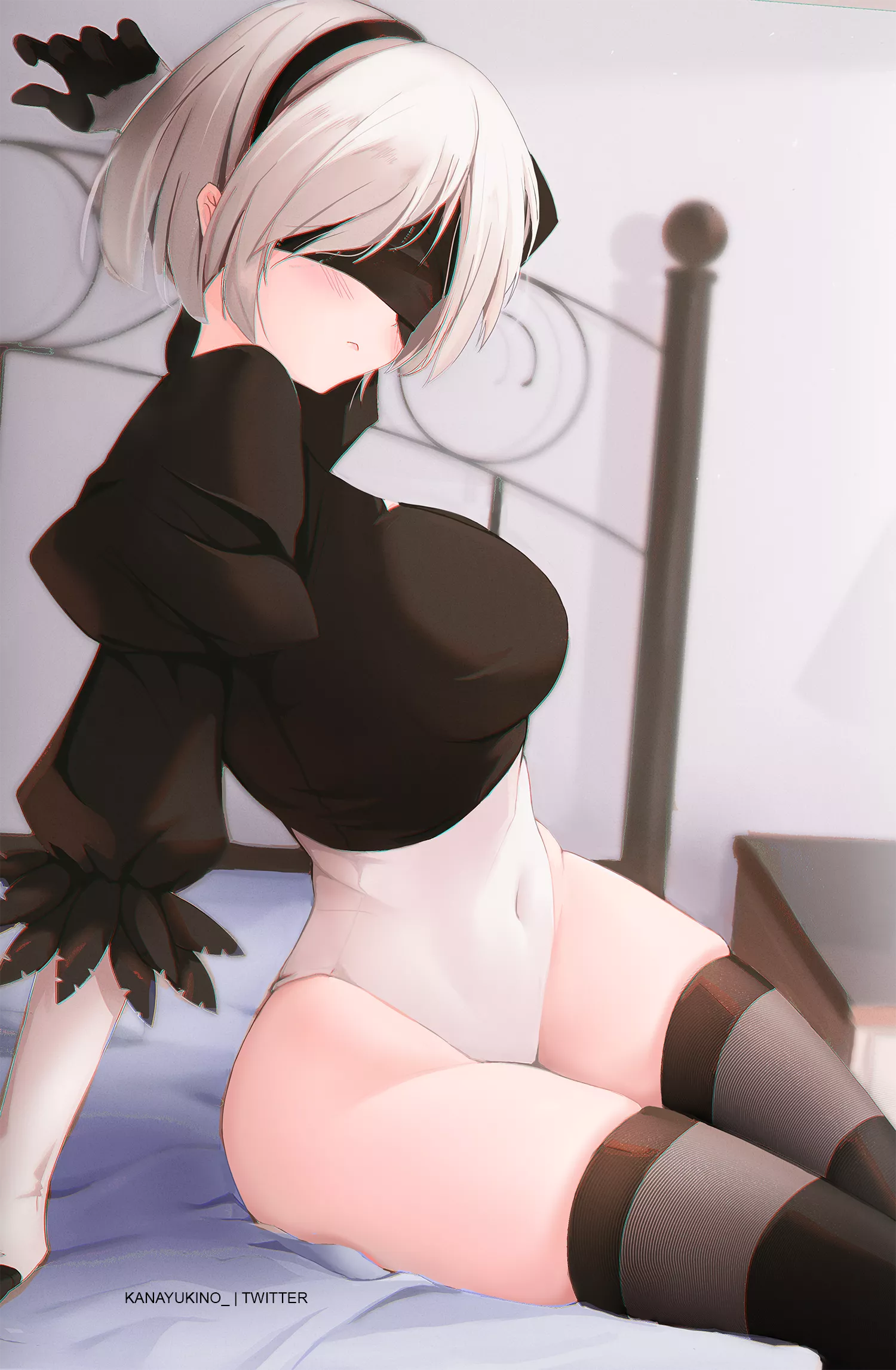 2B awaits on the bed (kana yukino)