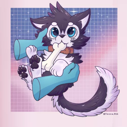 A little drawing of my husky in puppy mode :3 (Art by me)