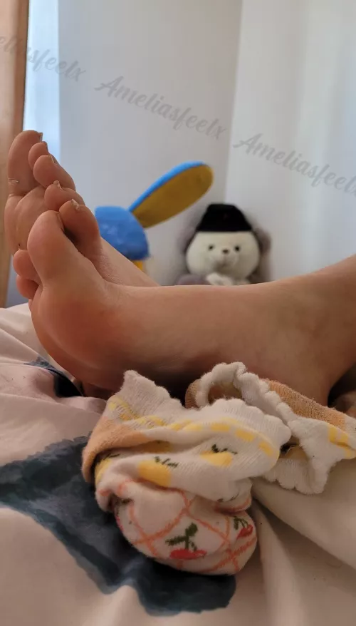 Caught my plush bear staring at my dirty feet 🤣