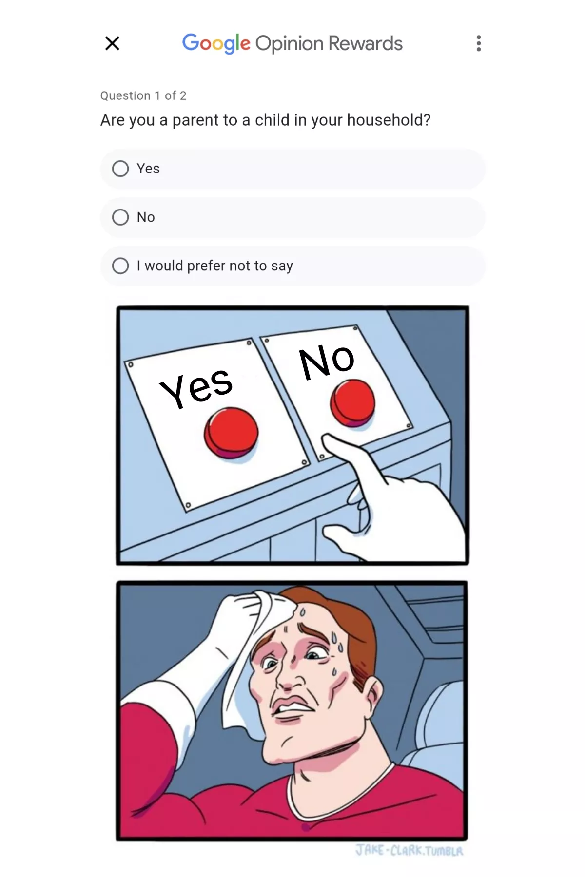 Me being someone's mommy but not mom getting this Google survey question today 😂
