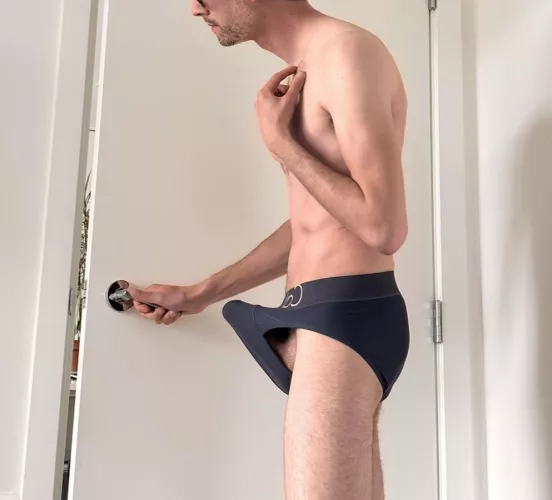 Morning wood, a big dick, and need to sneak to the bathroom.