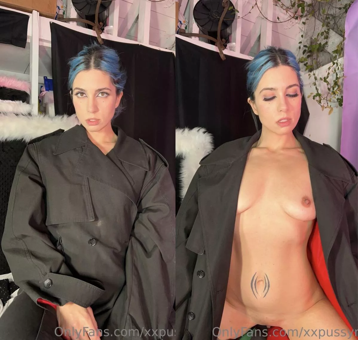 Nothing on under the coat