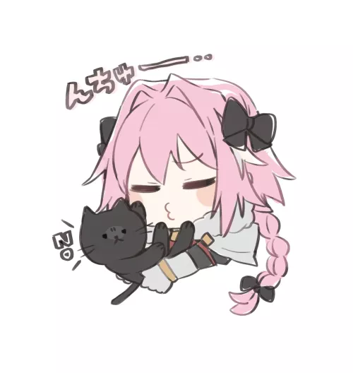 Astolfo smooching a kitty :3