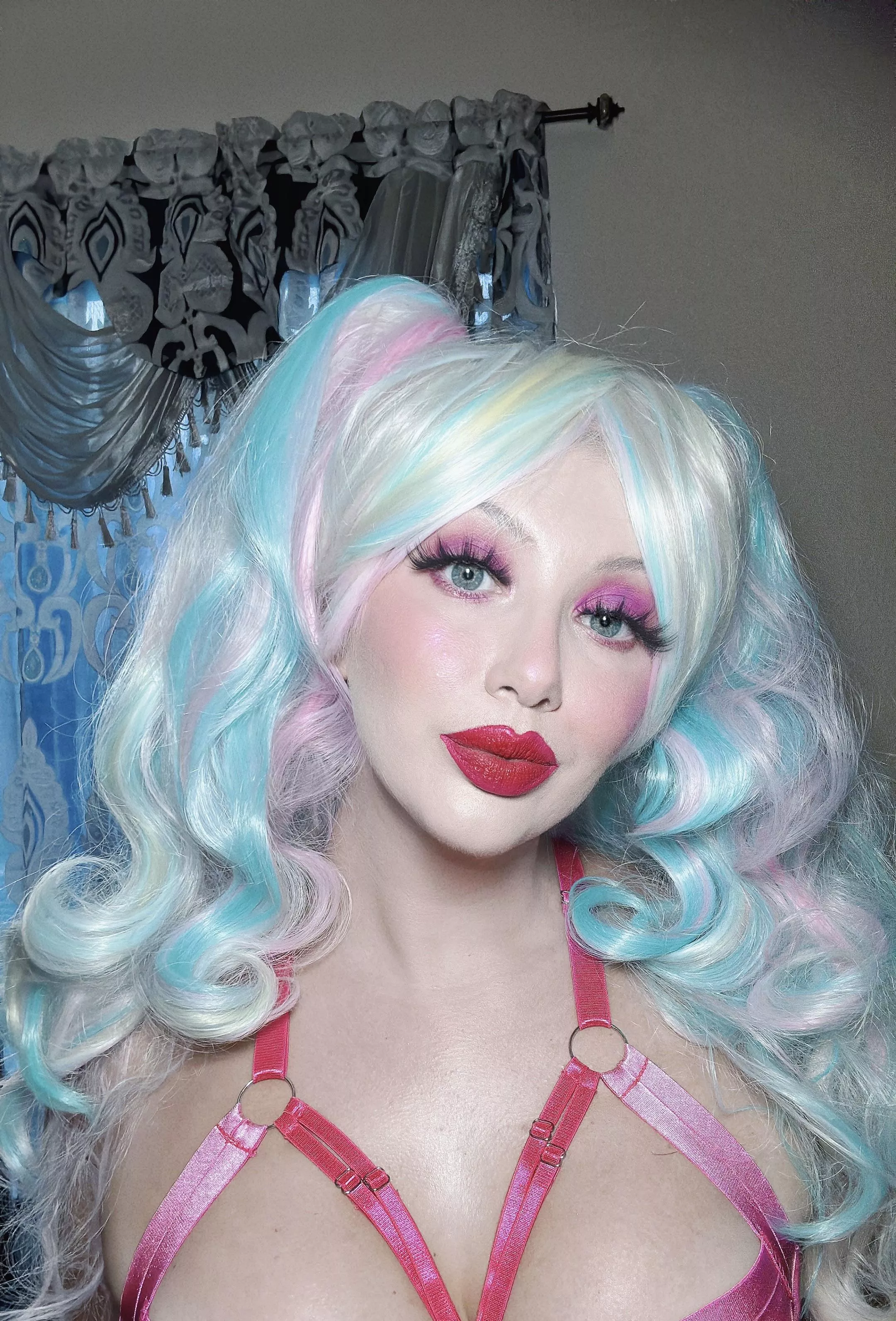 Blue hair and blue eyes