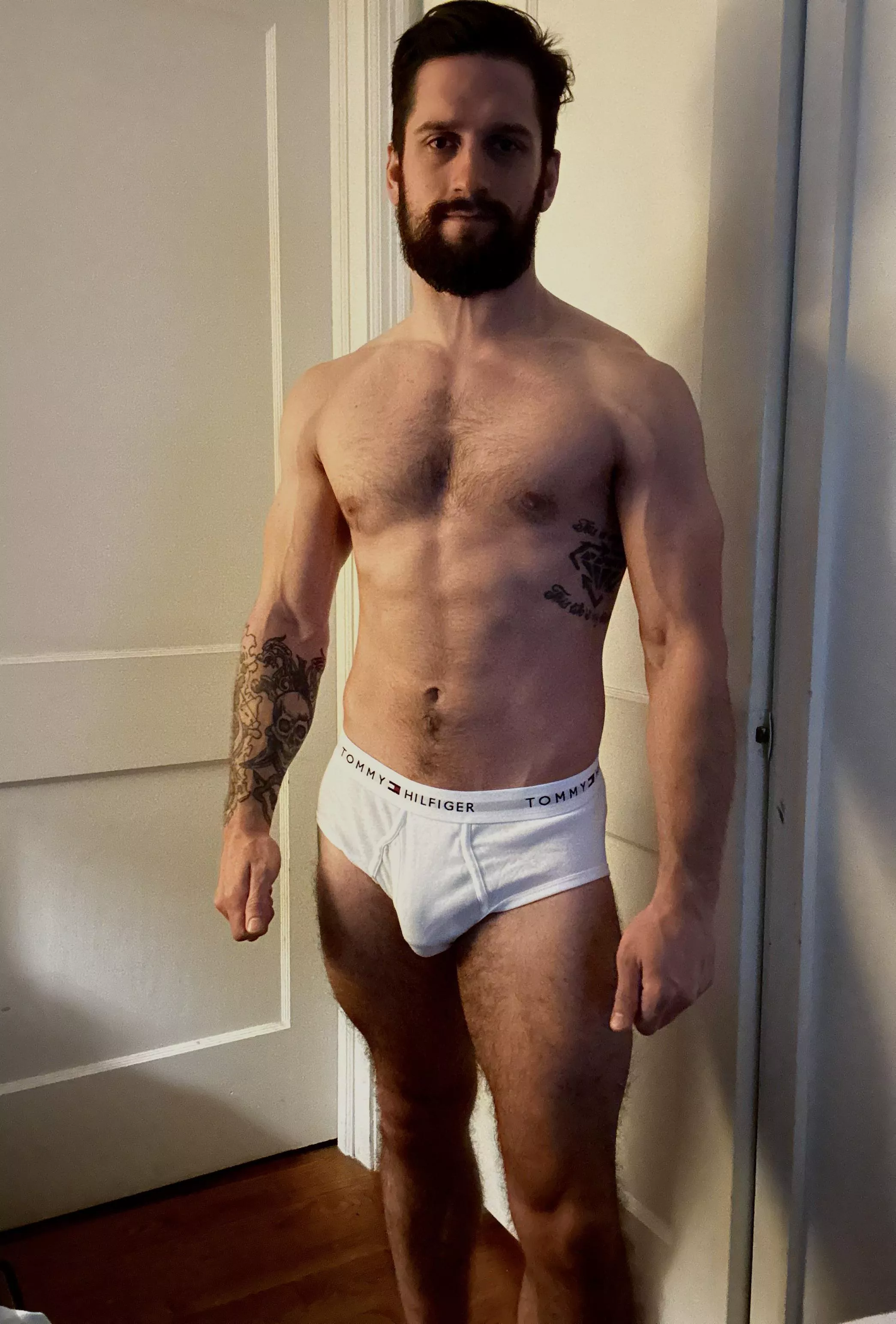 Here we go again in the white briefs