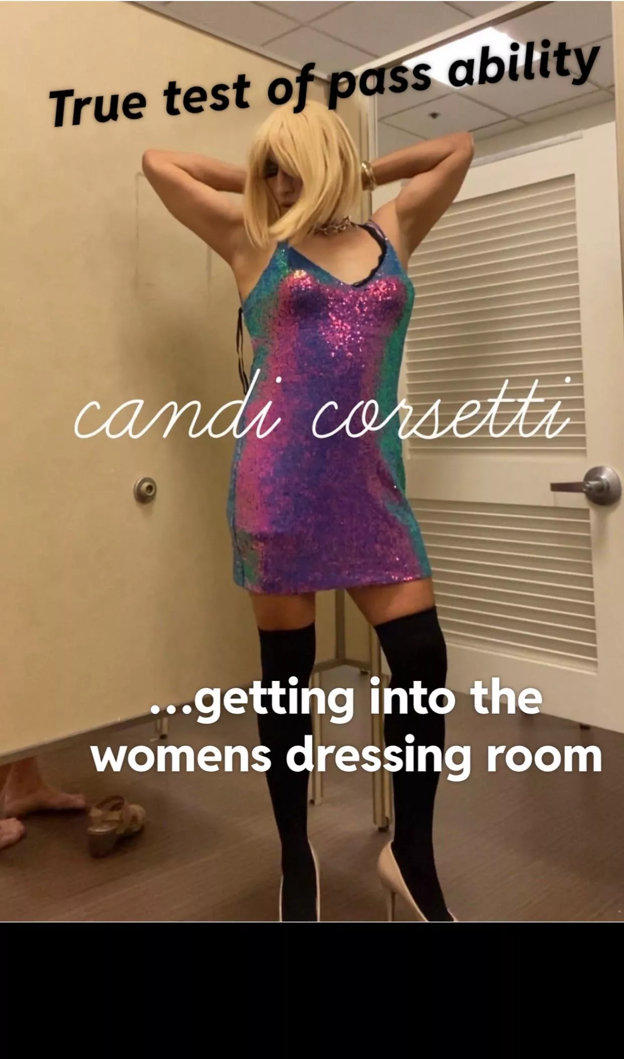 Love doing this …so hot changing next to women as heels come off, seeing pants , dresses skirts and even panties hit the floor and I love dropping mine too! #adventuresofcandicorsetti